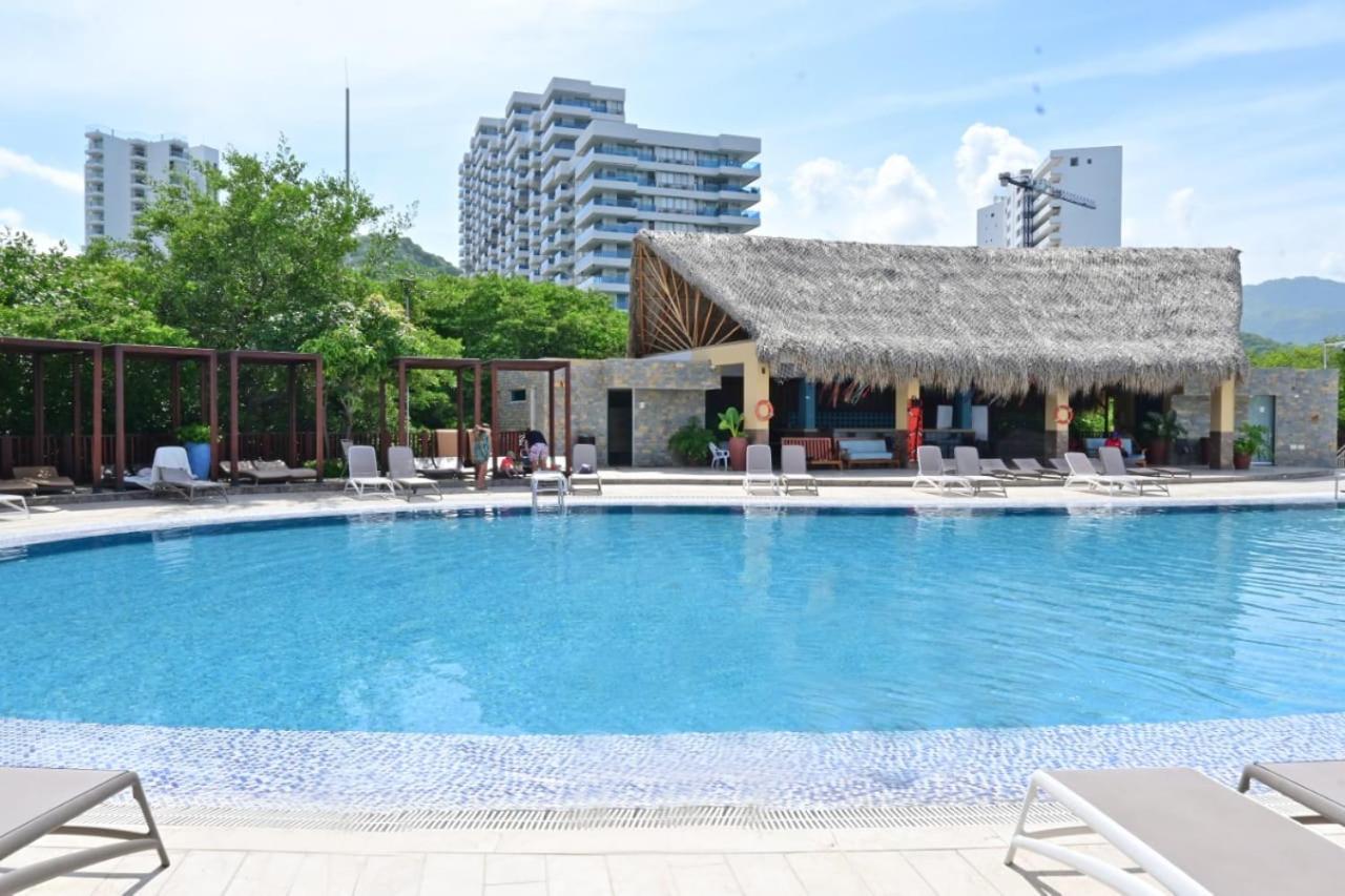 Apartamento en piso 20 con vista espectacular al mar, Sierra Nevada y Jardín privado en Santa Marta Exterior foto